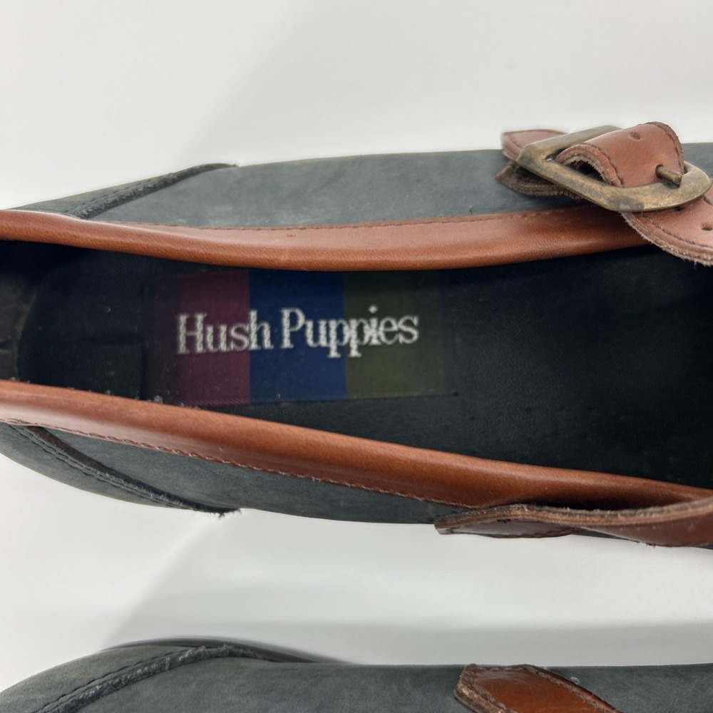 Hush Puppies Leather Loafers Shoes Women's 9 Brown Green T-Strap Casual VTG - Picture 5 of 12